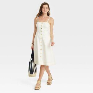 Universal Thread White Denim Corset Midi A-line Dress Never Worn
